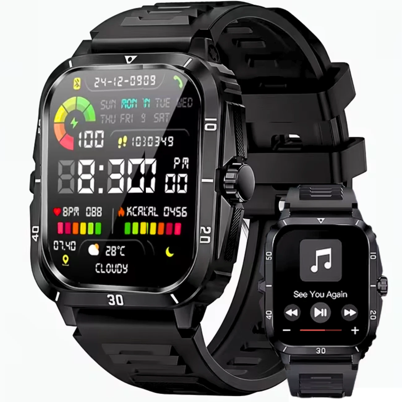 🔥Military Tactical Smart Watch For Men Smartwatch Bluetooth iPhone Samsung