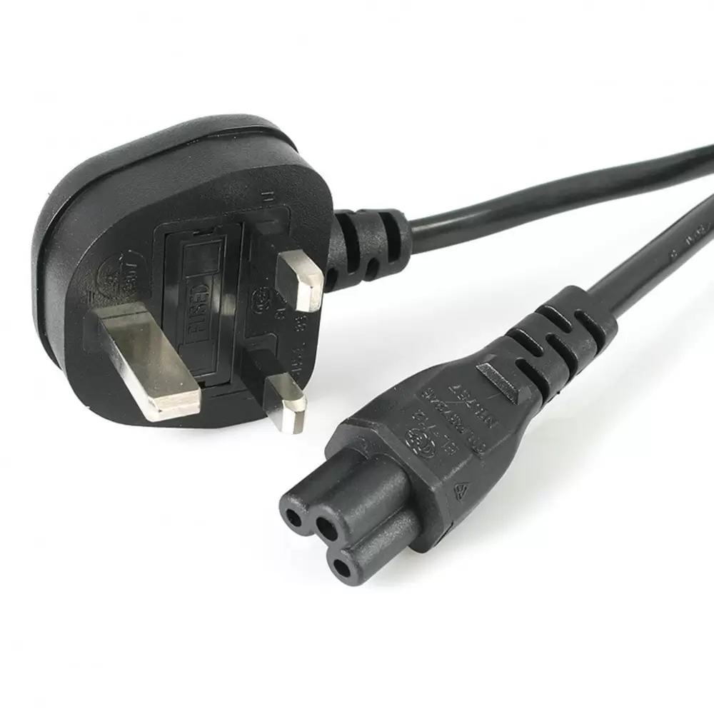 Power Cord 3Pin UK to C5 (Notebook) 1.8Meter 0.75mm2 with Safety Approved Mark
